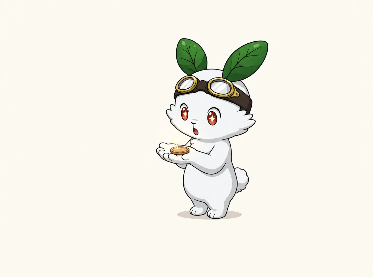 手のひらの上の小さなコインを見つめるルナ