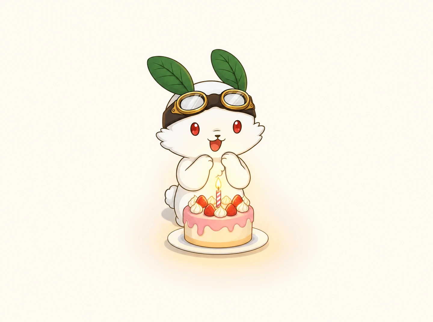 小さなアイスケーキのろうそくの灯りに照らされて、幸せそうに笑うルナ